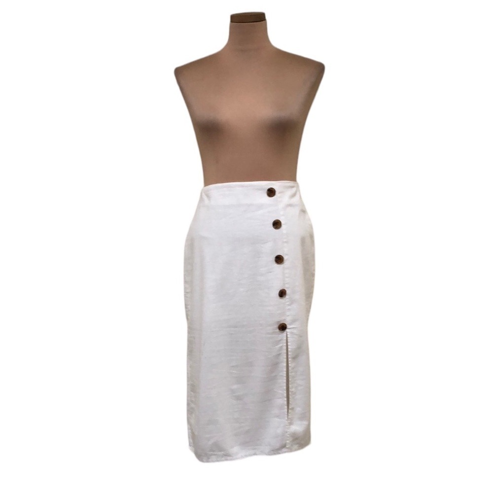 Francesca’s Collection BOG Collective Midi Skirt Size Medium Cream Linen Blend
